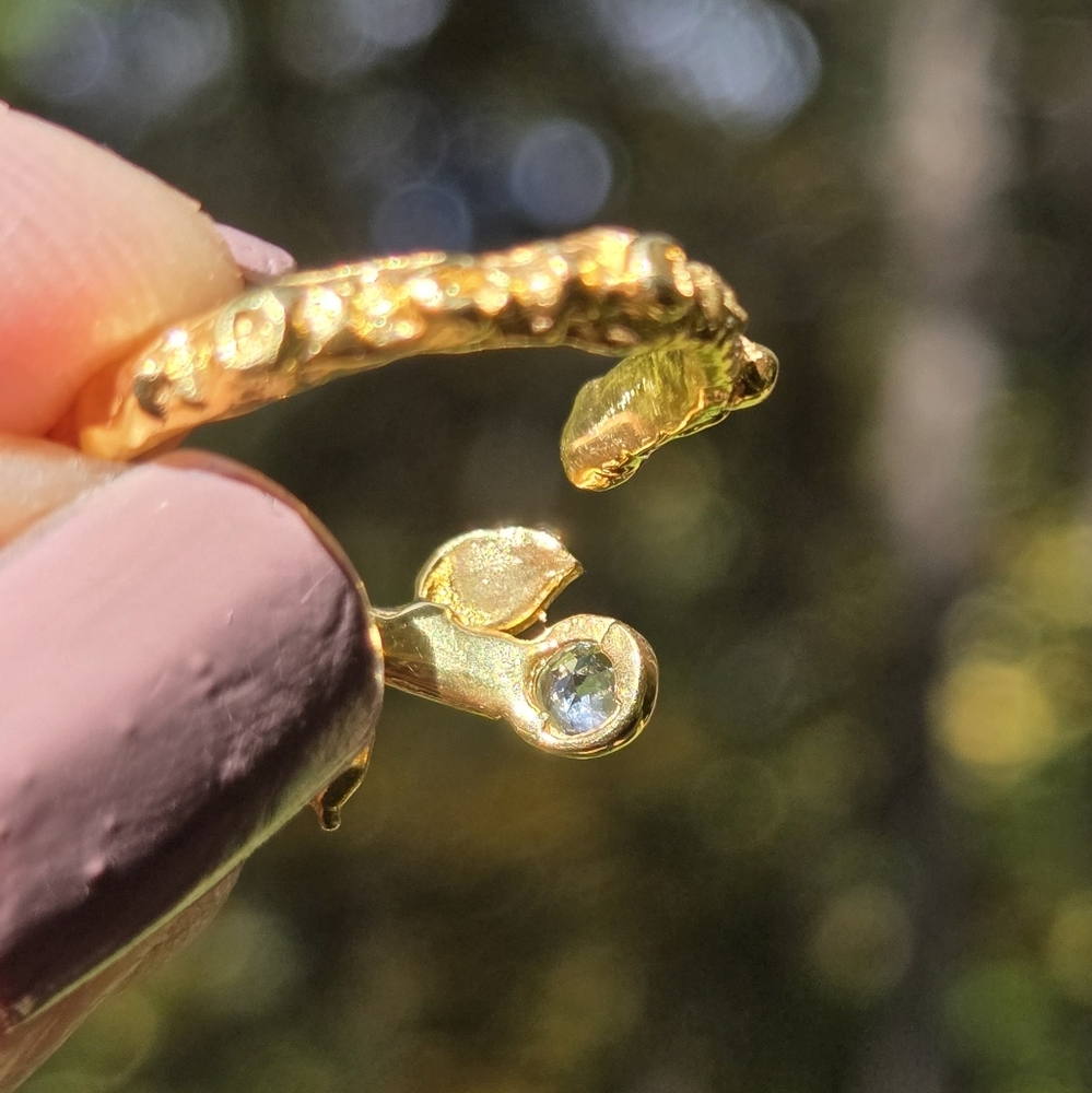 Topaz & Opal Natural Gemstone Sterling & Gold Ring Sz5.5 Adjustable - Picture 6 of 7